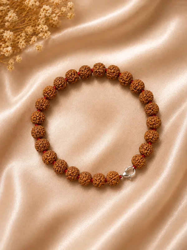 Brown_Rudraksha_Stainless_Steel_Hook_Bracelet_For_Unisex