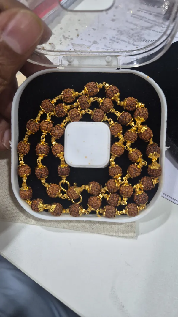 Brown_Rudraksha_Alloy_Gold_Tone_Accent_Mala_For_Unisex