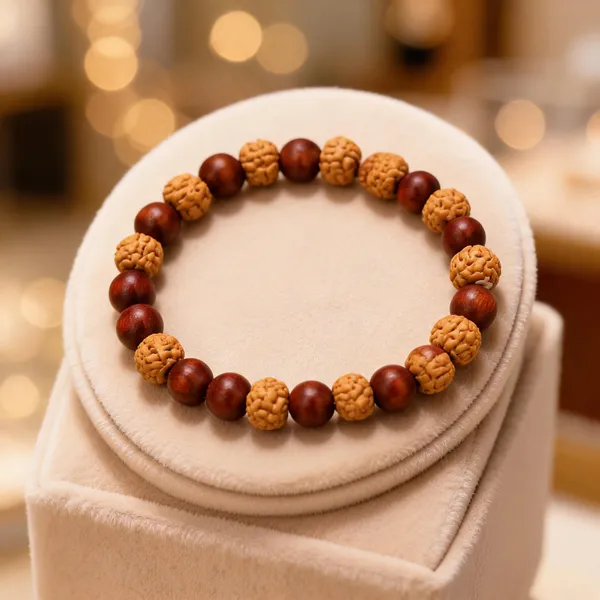 Brown_Rudraksha_Red_Sandalwood_Beaded_Bracelet_For_Unisex