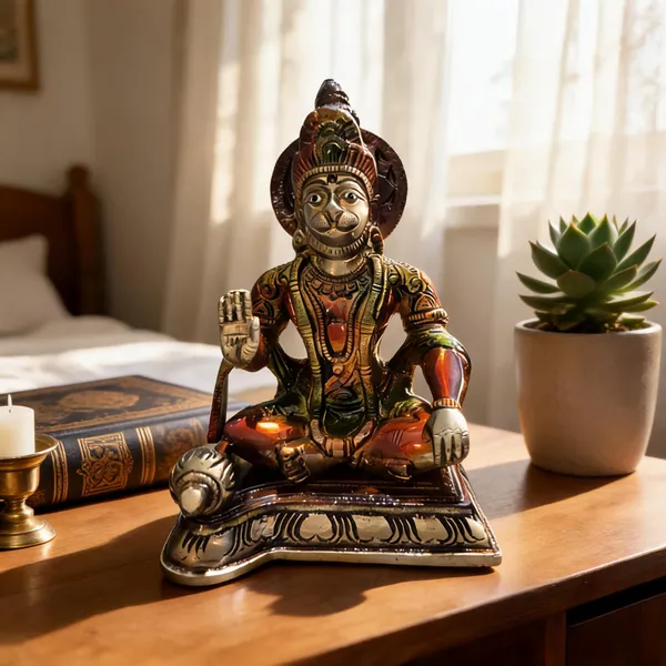 Multicolour_Brass_Seated_Hanuman_Hindu_Deity_Idol