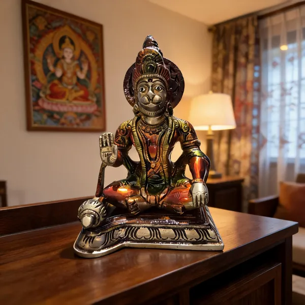 Multicolour_Brass_Seated_Hanuman_Hindu_Deity_Idol