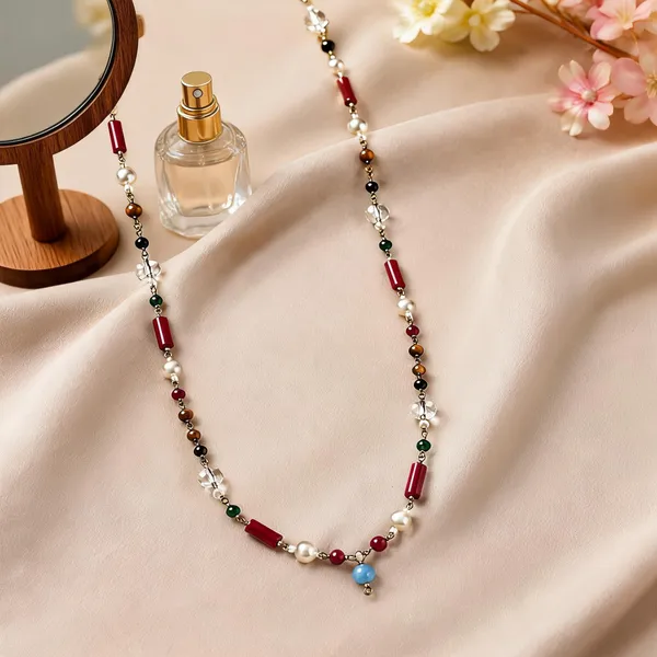 Multicolour_Navratna_Stone_Alloy_Beaded_Necklace_For_Women