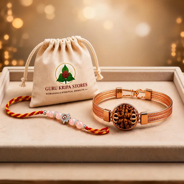 Multicolour_Crystal_Rakhi_Rudraksha_Copper_Bracelet_Combo