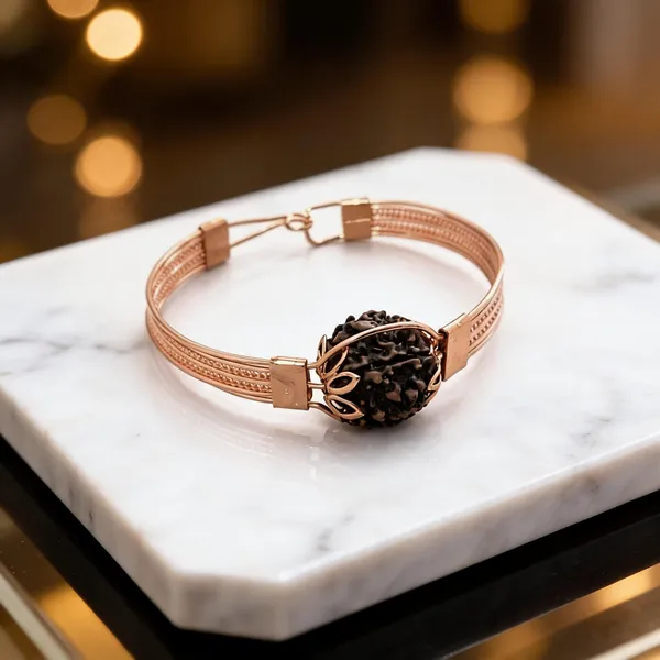 Rose_Gold_Rudraksha_Alloy_Beaded_Bracelet_For_Unisex
