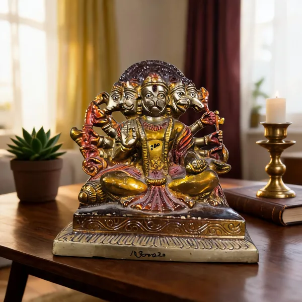 Brass_Multicolour_Panchmukhi_Hanuman_Deity_Idol