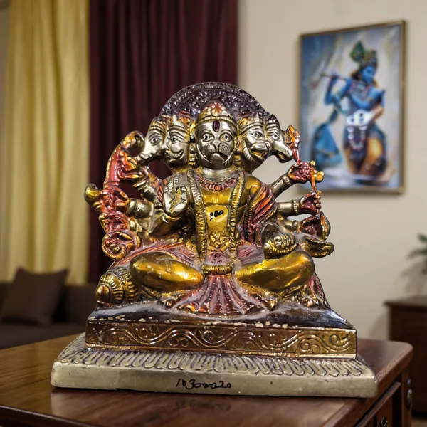 Brass_Multicolour_Panchmukhi_Hanuman_Deity_Idol