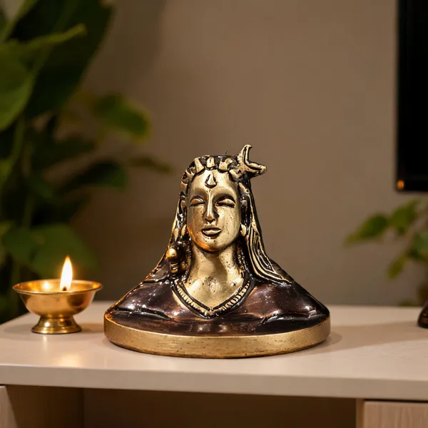 Polyresin_Antique_Gold_Aadiyogi_Shiva_Bust_Idol
