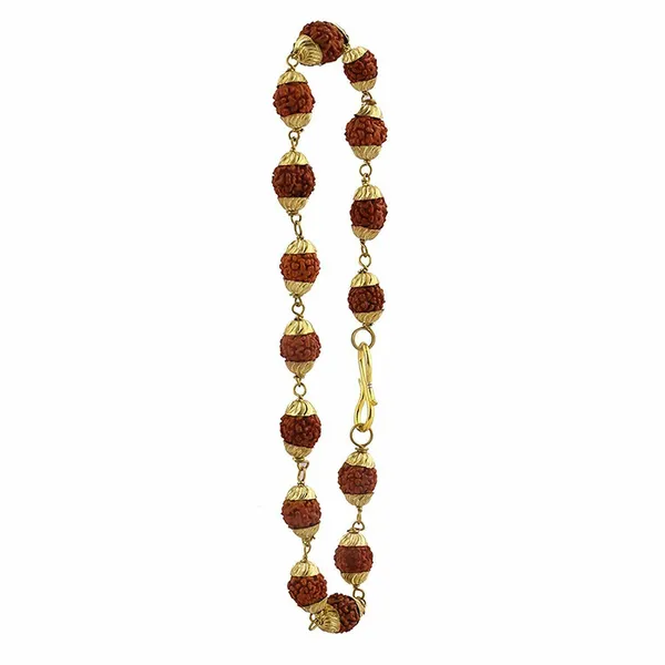 Brown_Rudraksha_Gold_Tone_Caps_5_Mukhi_Bracelet_For_Unisex
