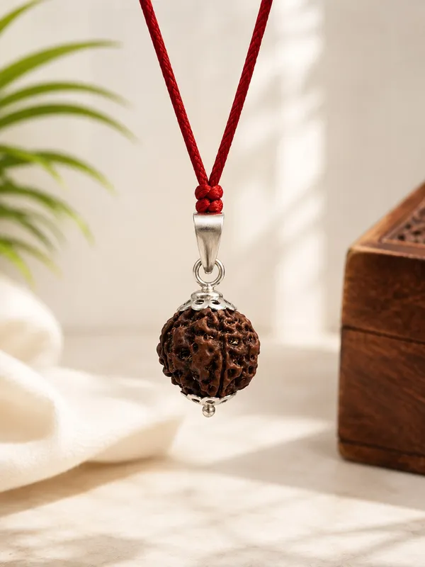 Brown_Rudraksha_Cotton_Thread_Pendant_Necklace_For_Unisex