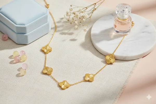 Gold_18K_Gold_Plated_Floral_Charm_Necklace_For_Women