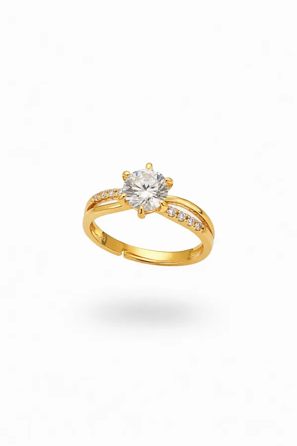 Gold_Brass_Cz_Solitaire_Style_Ring_For_Women