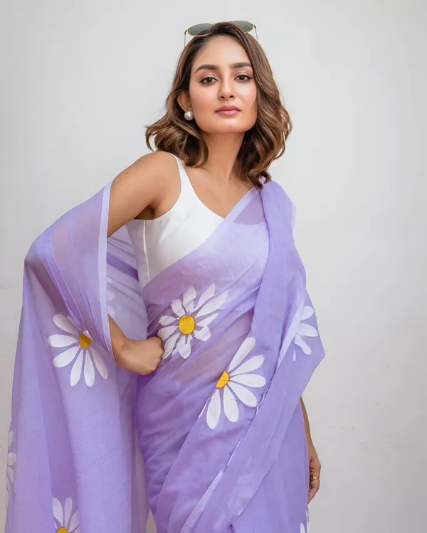 Lavender_Floral_Print_Saree_For_Women