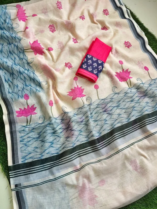 Pink_Floral_Print_Saree_For_Women