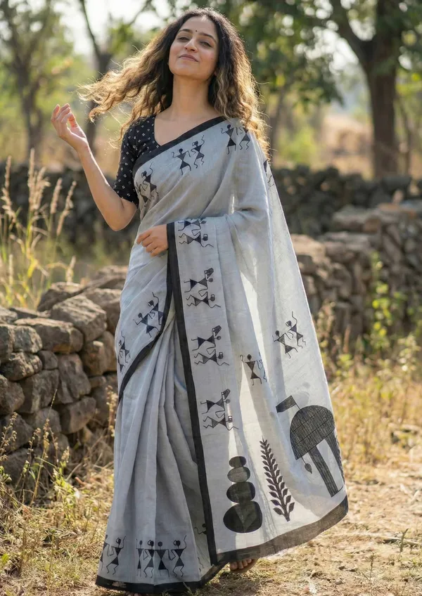 Grey_Tribal_Print_Saree_For_Women