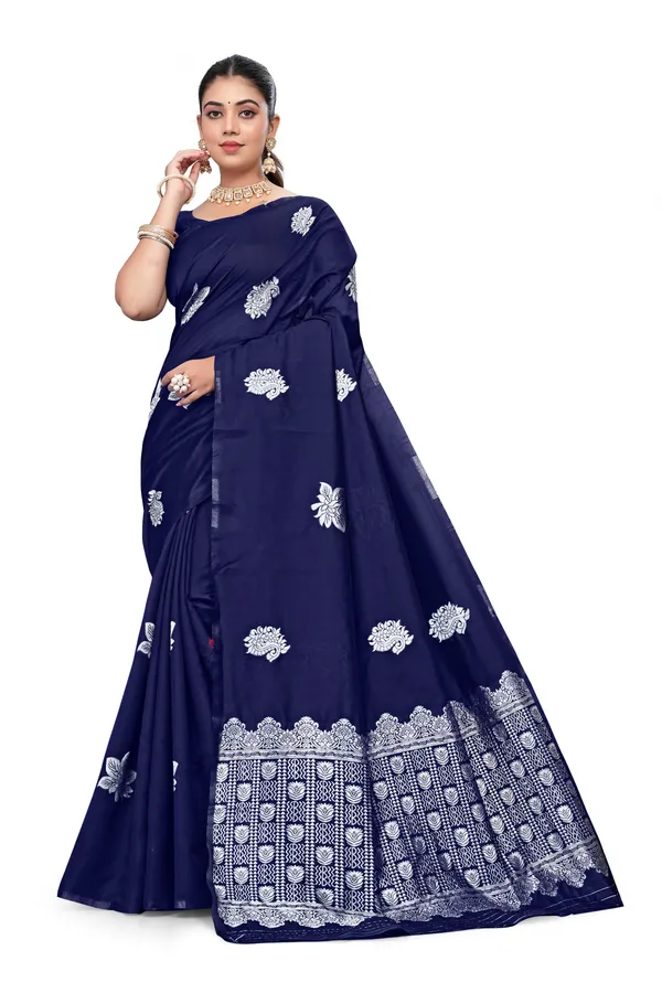 Navy_Blue_Printed_Saree_For_Women