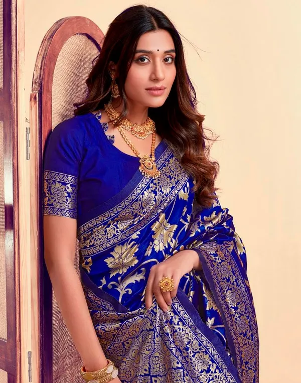 Blue_Banarasi_Silk_Saree_For_Women