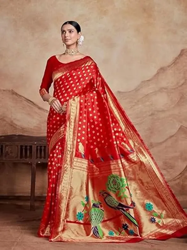 Red_Woven_Saree_For_Women