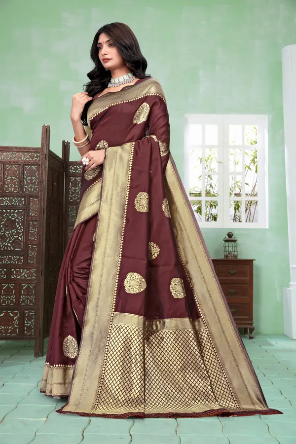 Maroon_Woven_Saree_For_Women