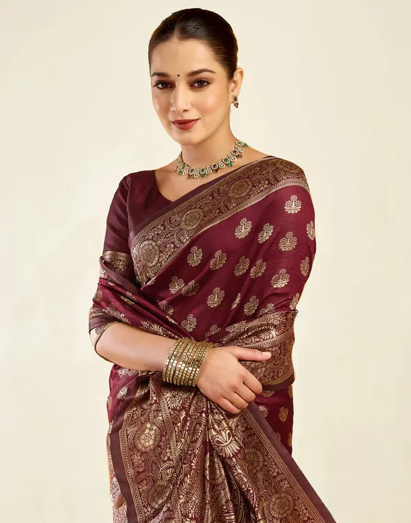 Maroon_Woven_Saree_For_Women