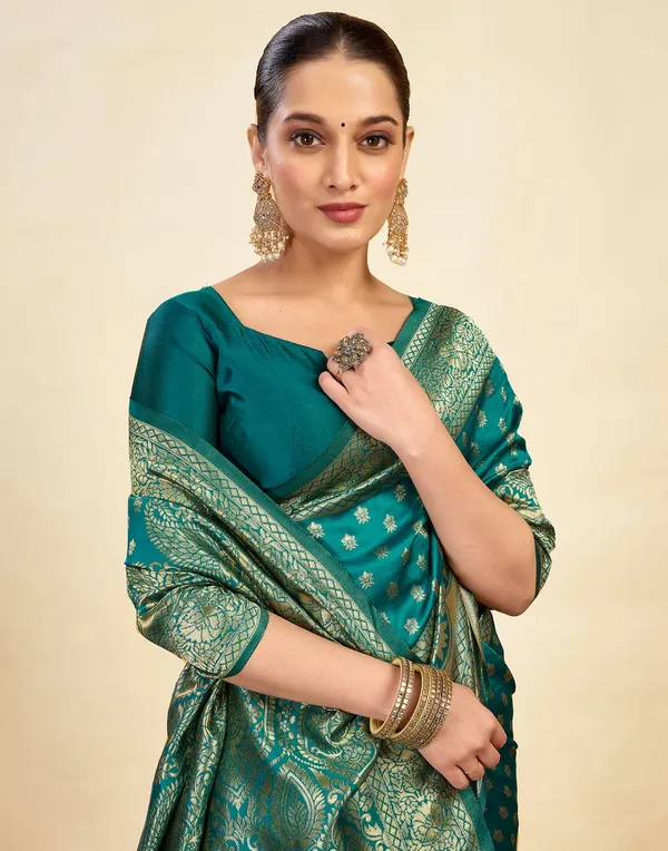 Teal_Woven_Traditional_Saree_For_Women