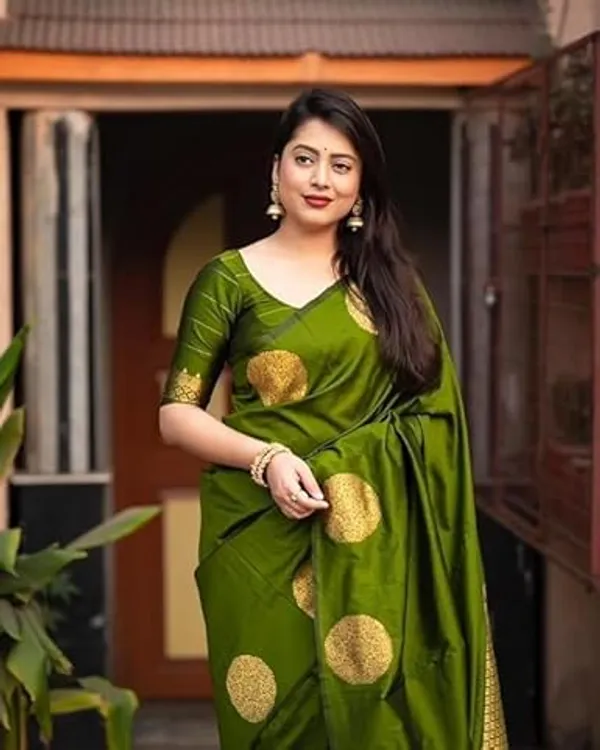 Olive_Green_Soft_Silk_Woven_Saree_For_Women