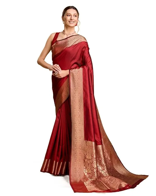 Maroon_Woven_Banarasi_Saree_For_Women