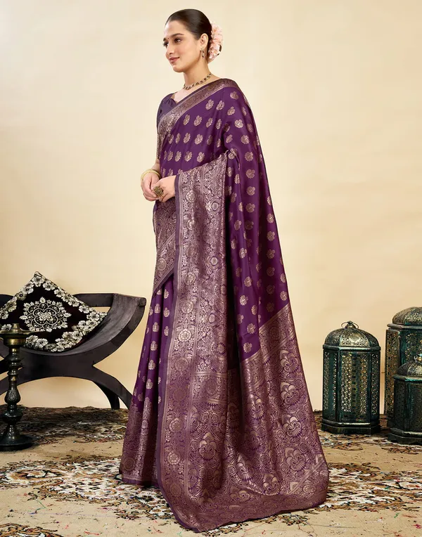 Purple_Woven_Floral_Saree_For_Women