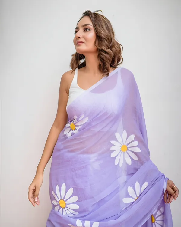 Lavender_Floral_Print_Saree_For_Women