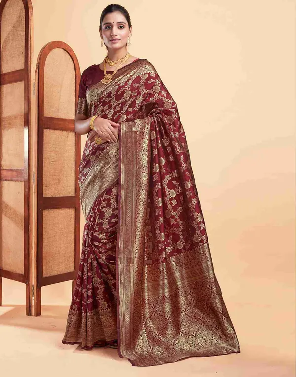 Maroon_Woven_Ethnic_Saree_For_Women