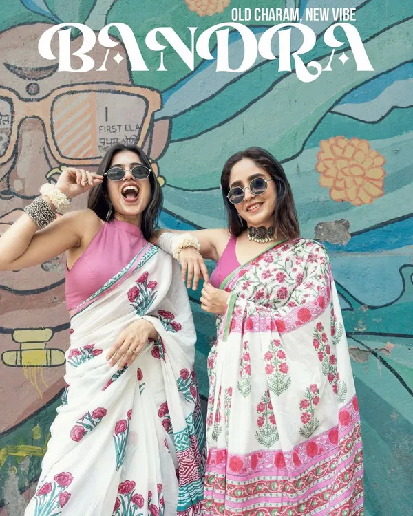 White_Floral_Print_Saree_For_Women