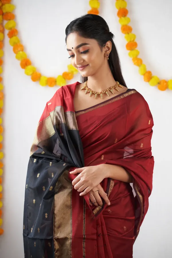 Maroon_Sheer_Traditional_Saree_For_Women