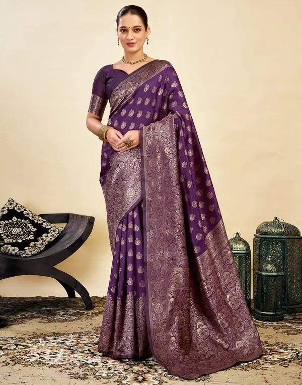 Purple_Woven_Floral_Saree_For_Women