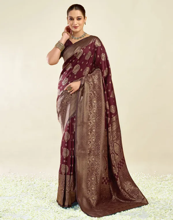 Maroon_Woven_Patterned_Saree_For_Women