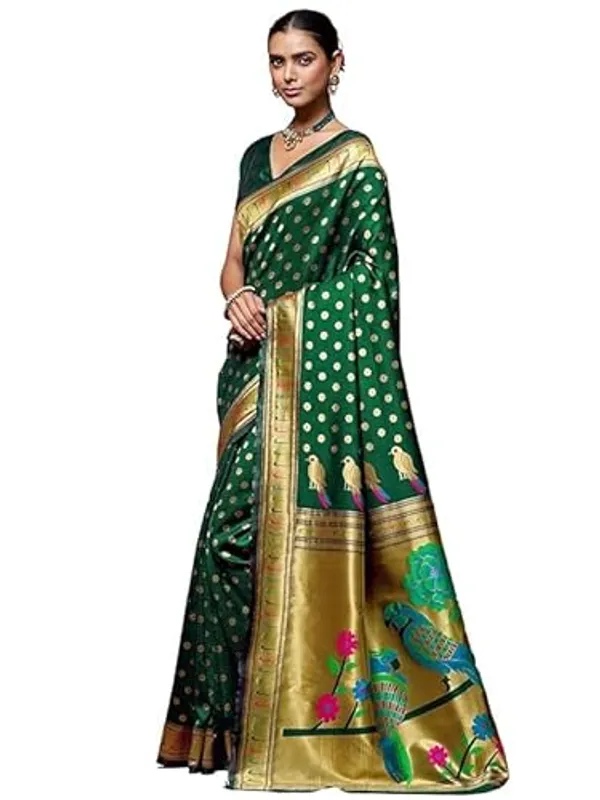 Green_Gold_Border_Printed_Saree_For_Women