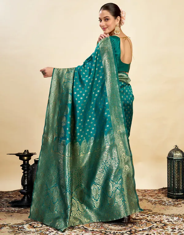 Teal_Woven_Traditional_Saree_For_Women