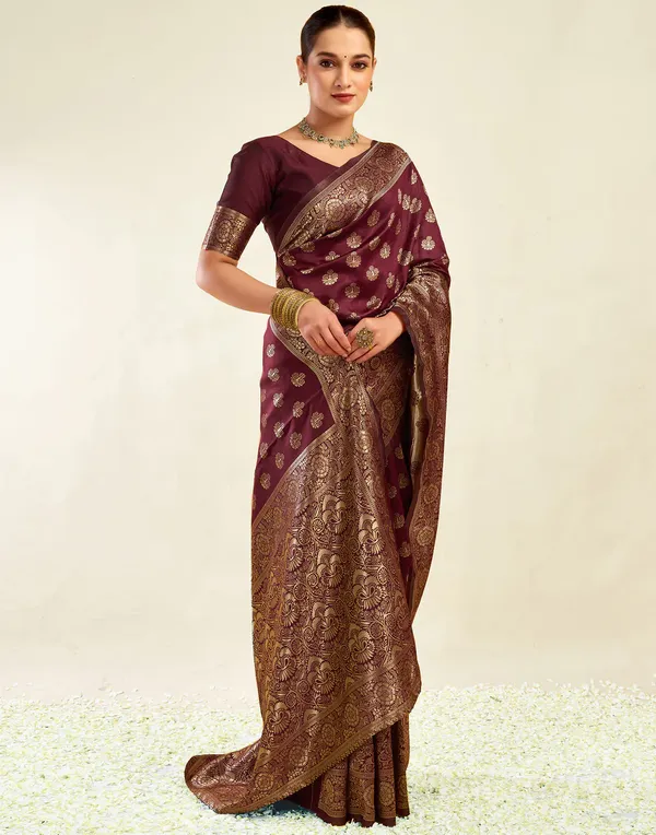 Maroon_Woven_Saree_For_Women