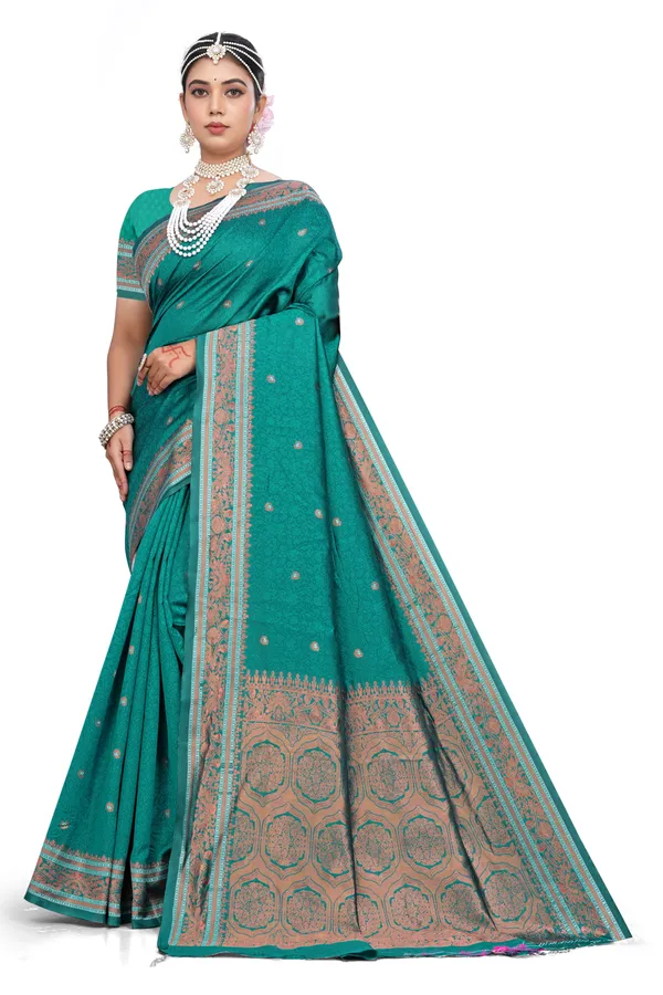 Teal_Woven_Traditional_Saree_For_Women