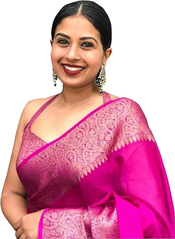 Magenta_Traditional_Border_Saree_For_Women