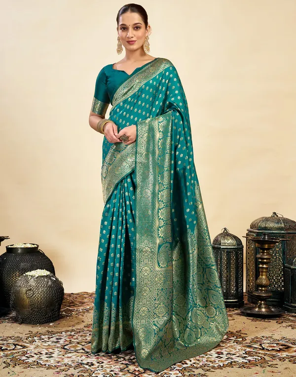 Teal_Woven_Traditional_Saree_For_Women
