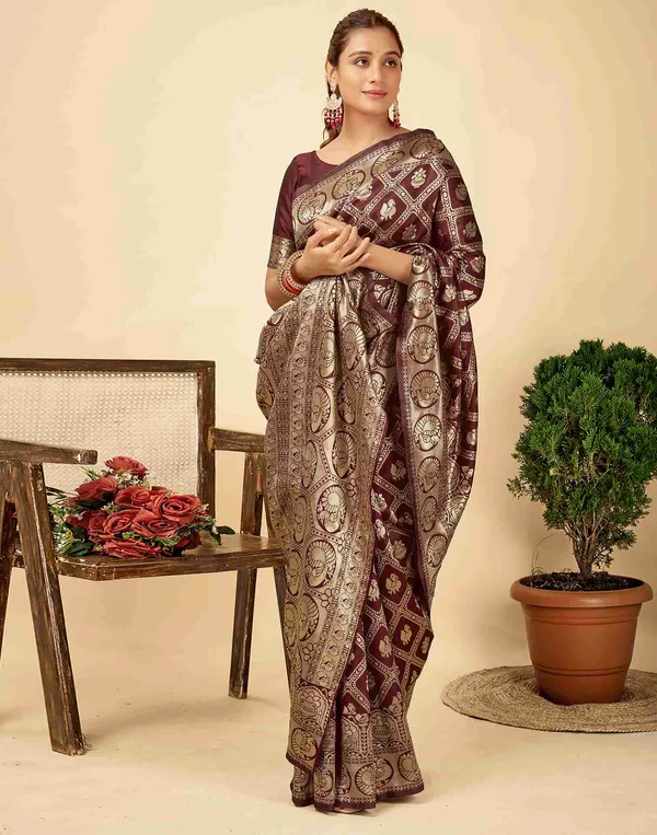 Maroon_Banarasi_Silk_Saree_For_Women