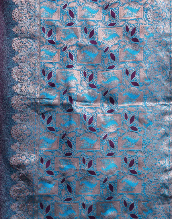 Wine_And_Firozi_Banarasi_Silk_Saree_For_Women