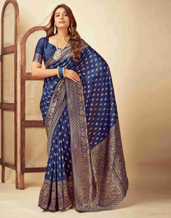Blue_Banarasi_Silk_Saree_For_Women