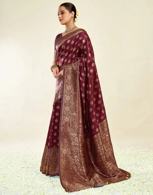Maroon_Woven_Saree_For_Women