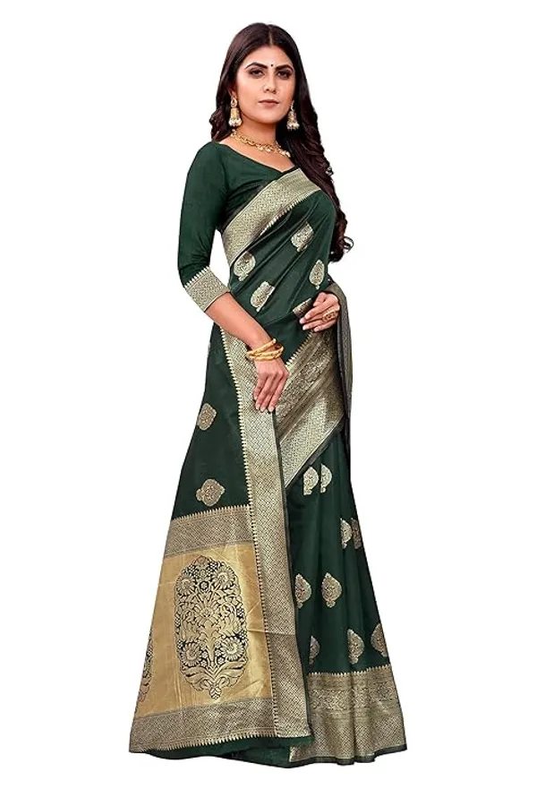 Dark_Green_Woven_Saree_For_Women