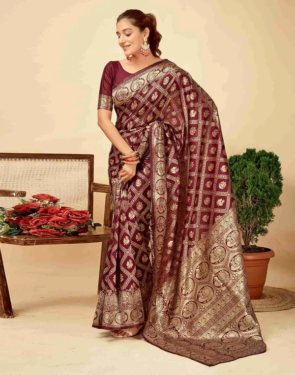 Maroon_Banarasi_Silk_Saree_For_Women