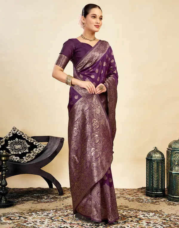 Purple_Woven_Floral_Saree_For_Women