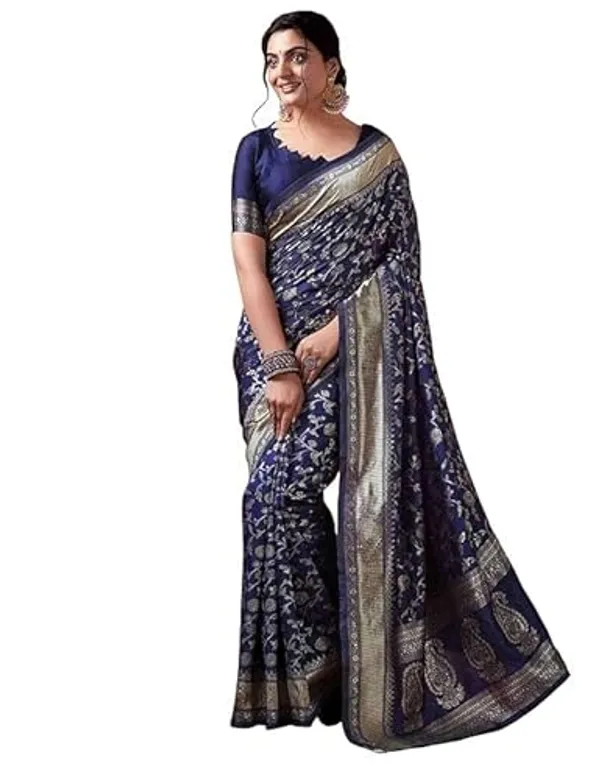 Blue_Floral_Print_Saree_For_Women