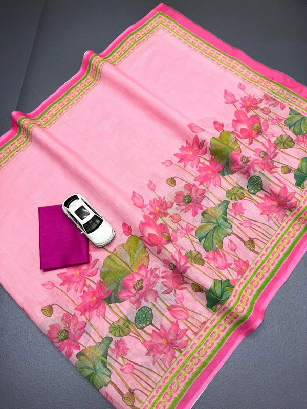 Pink_Floral_Print_Saree_For_Women