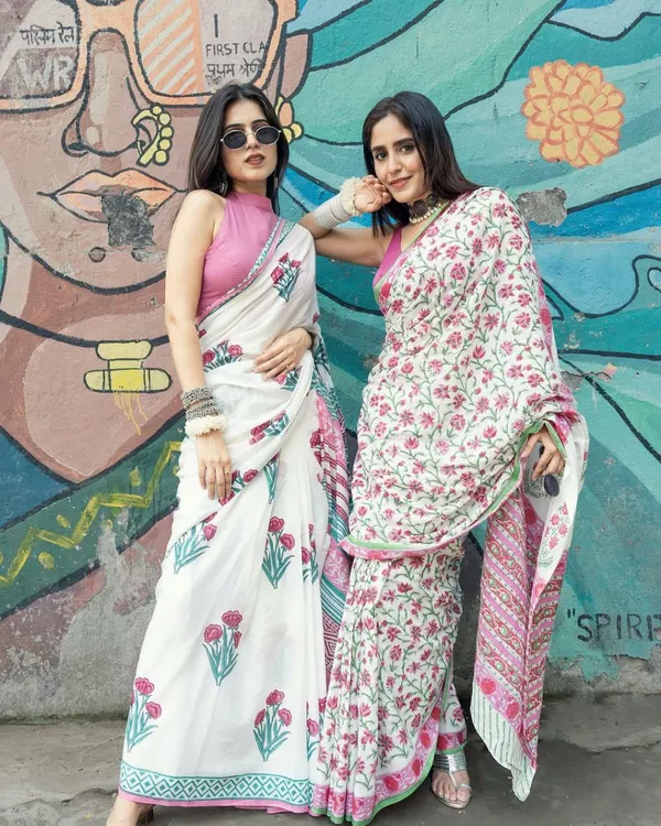 White_Cotton_Floral_Printed_Saree_For_Women