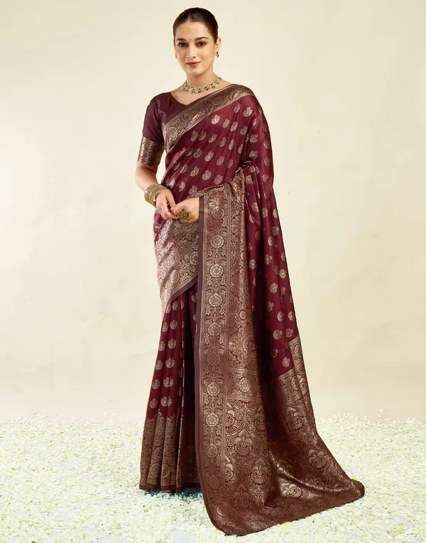 Maroon_Woven_Saree_For_Women